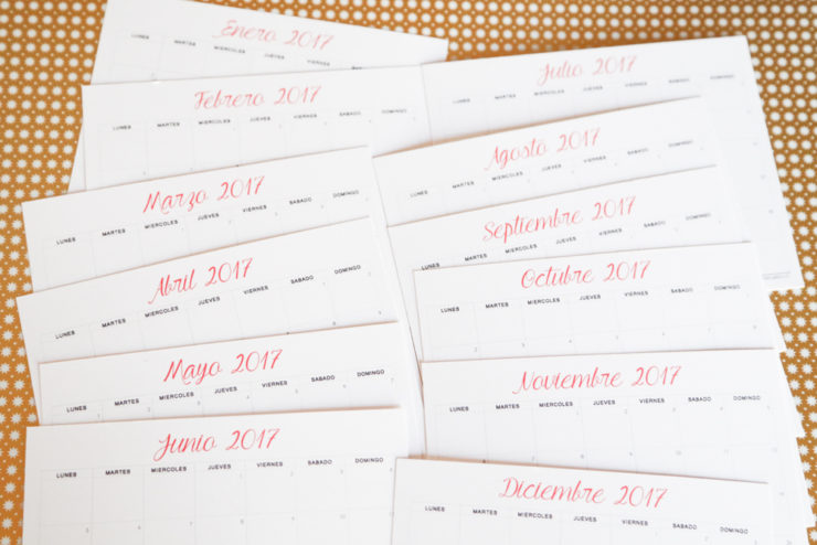 Calendarios 2017 para imprimir